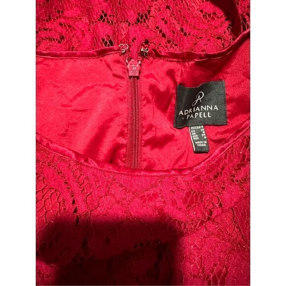 Adrianna Papell Deep red Burgandy lace sleeveless dress  4 - Picture 5 of 7